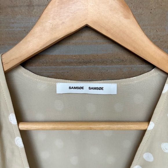 SAMSOE SAMSOE Britt Wrap Dress Rice Doodle Dot Preppy Classic Womens XS - Picture 3 of 6